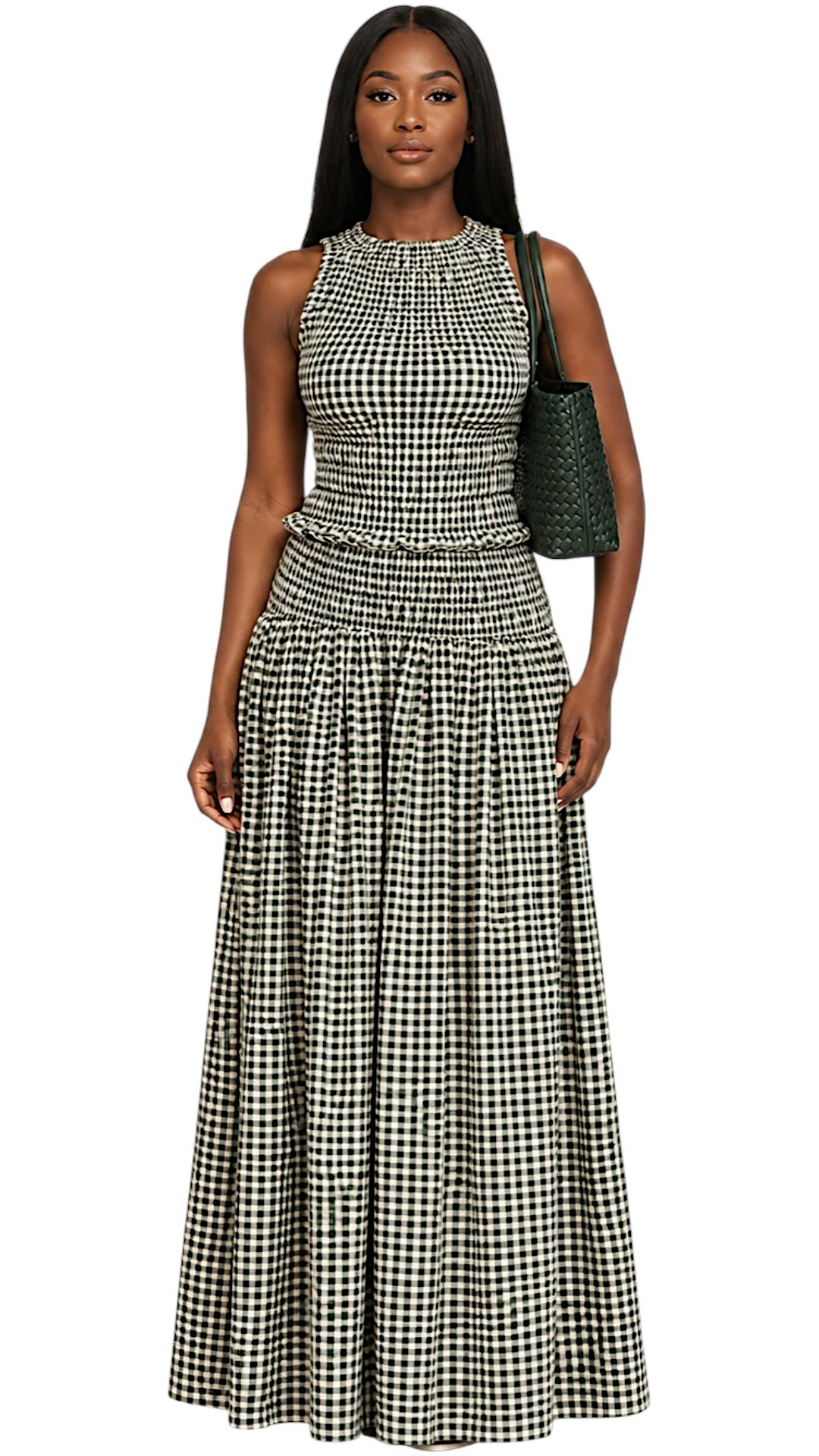 Gathered Checked Cottage Maxi Skirts.