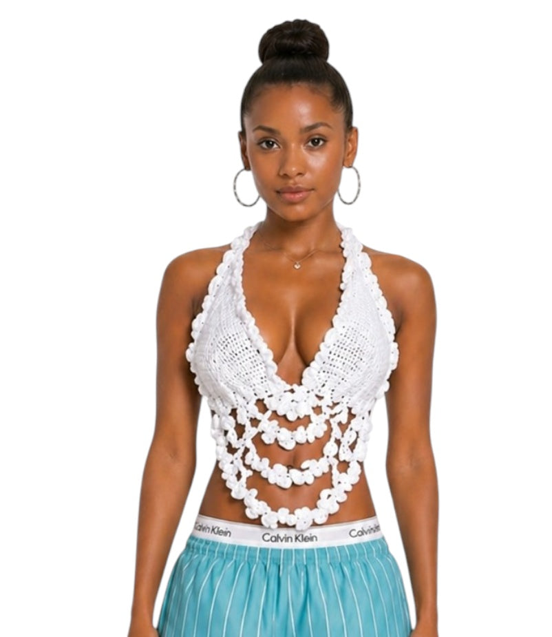 Popcorn crochet Halter Top