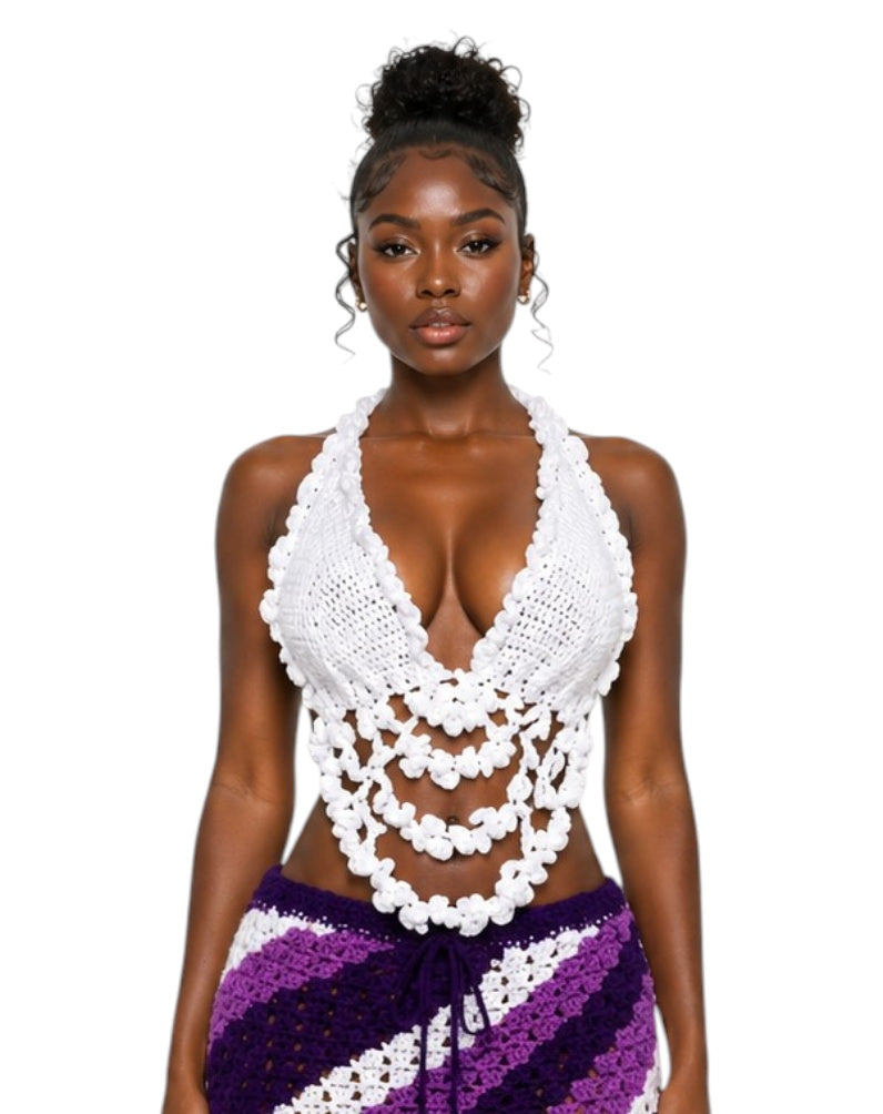 Popcorn crochet Halter Top