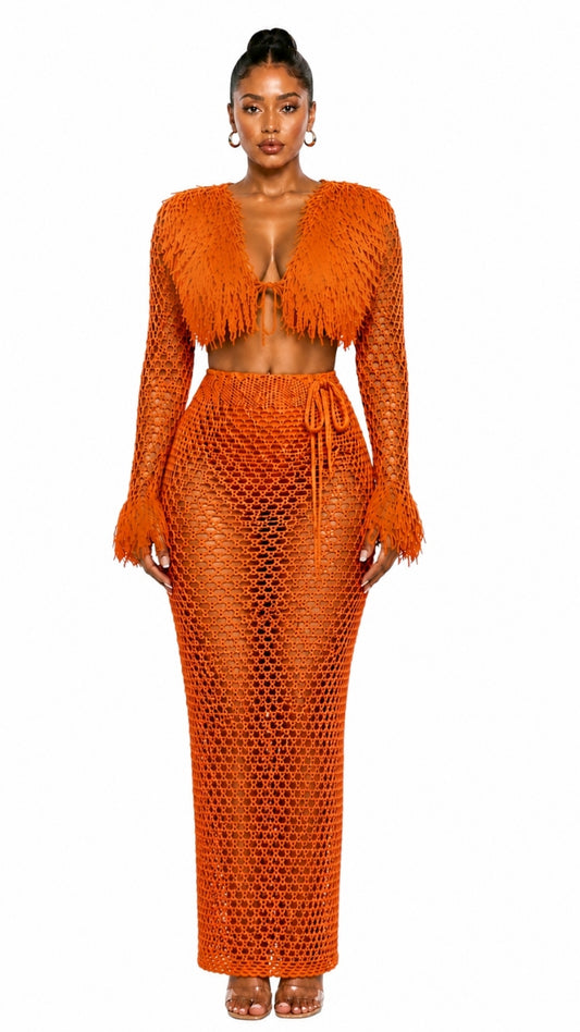 Fringila fringes crotchet set Orange