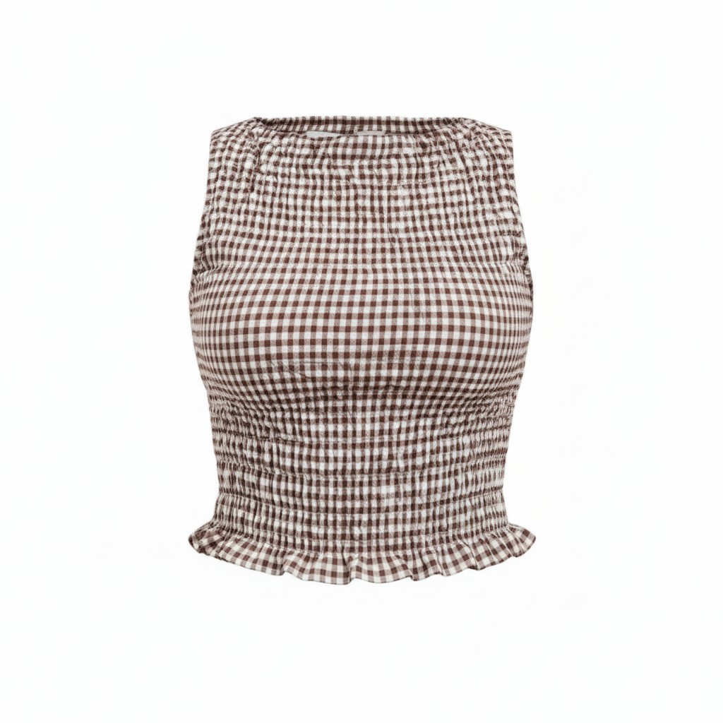 Gathered checked Top