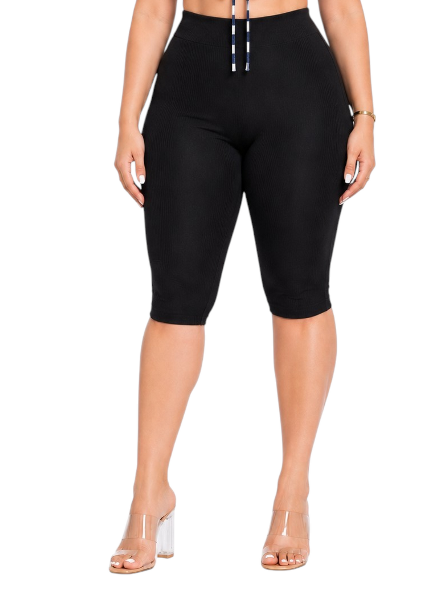 Ribbed Capri pant Black