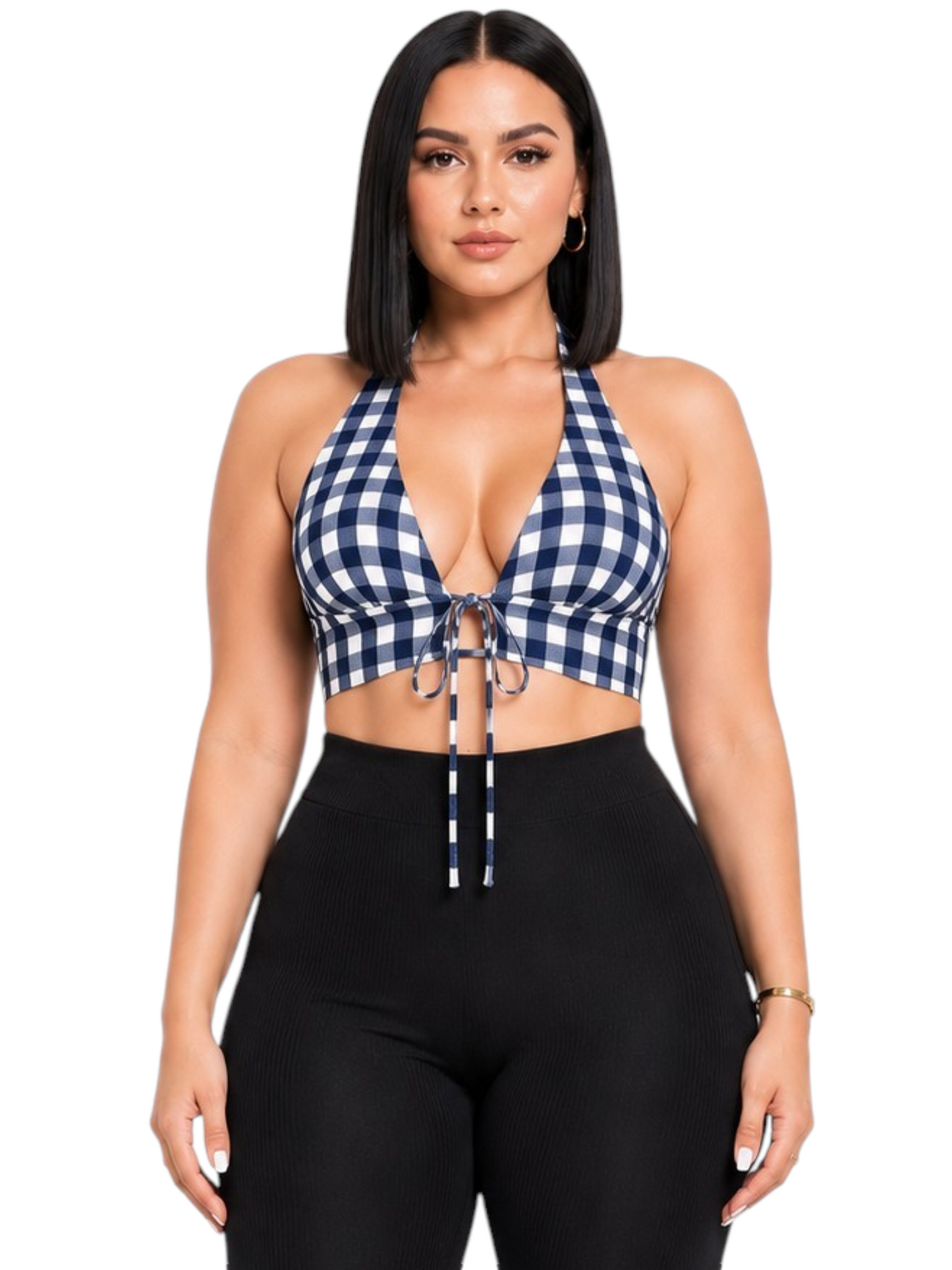 Checked half Triangle Bralet Top and Ribbed Capri pants(Copy)