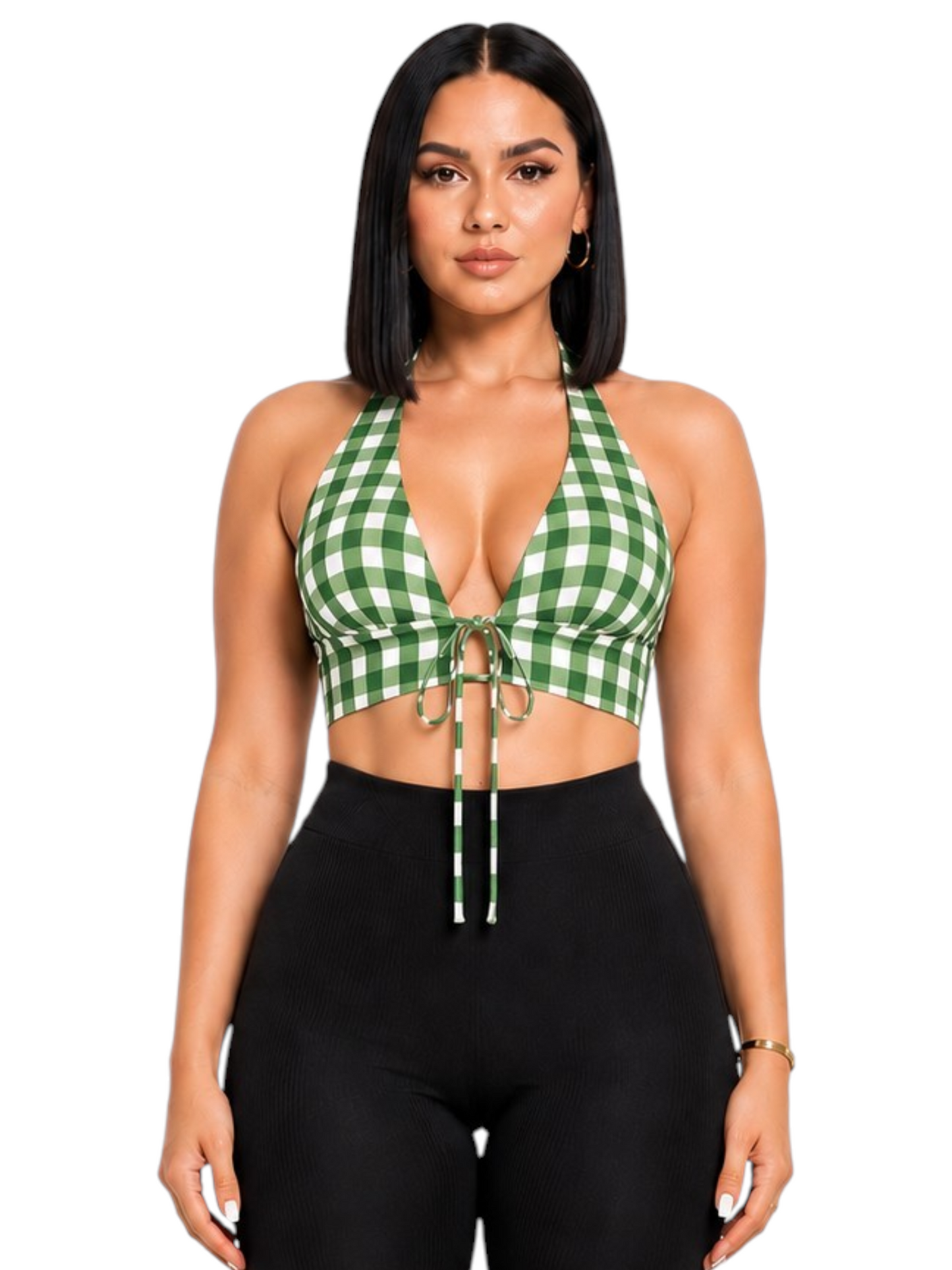 Checked half Triangle Bralet Top and Ribbed Capri pants(Copy)