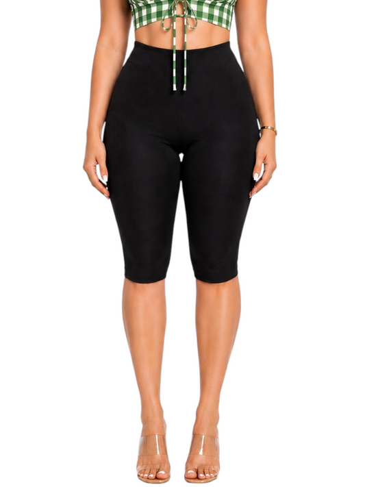 Ribbed Capri pant Black