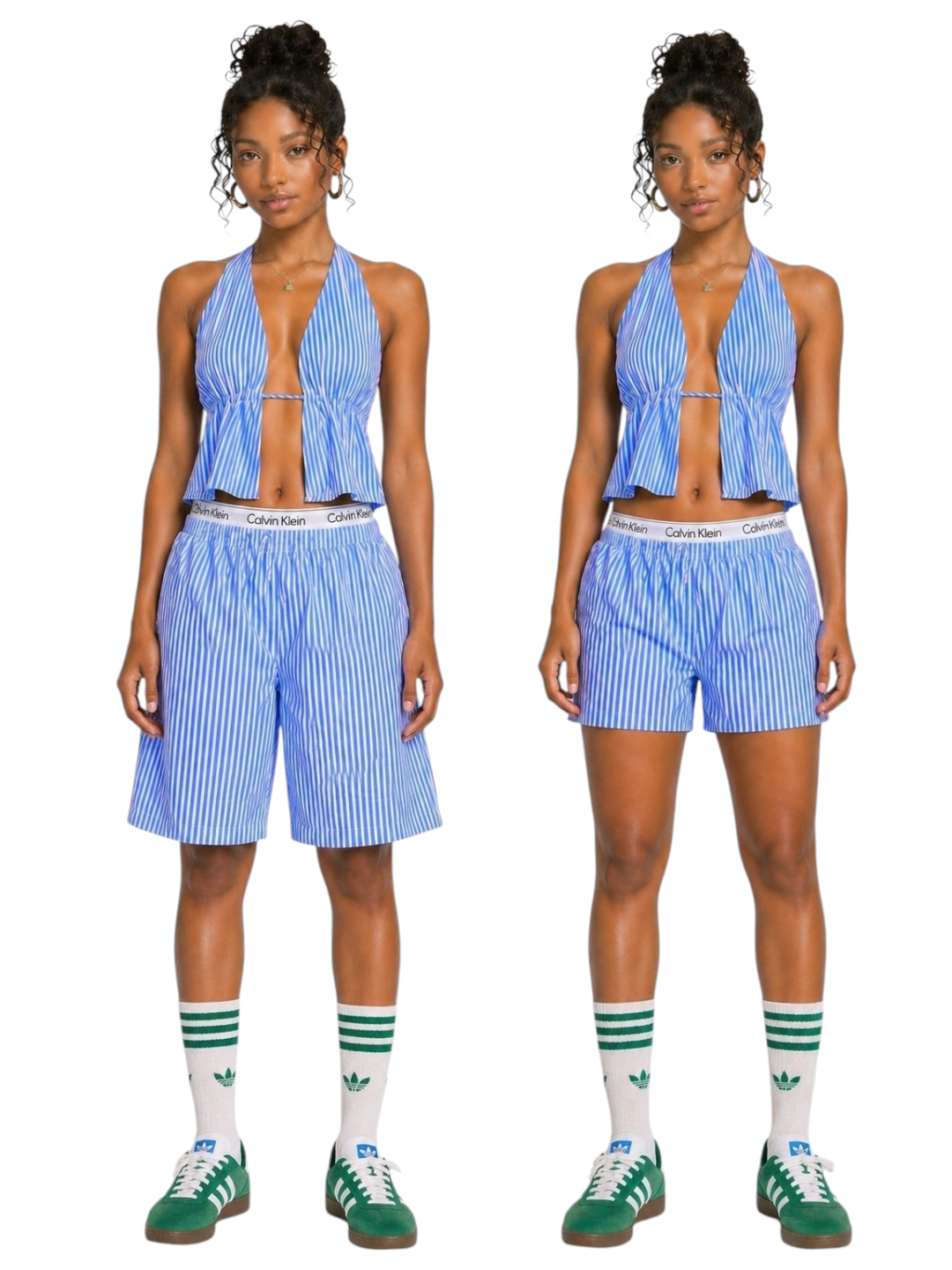 Jacquard Calvin Klein Triangle Top and Jorts/Shorts set(Upcycled)