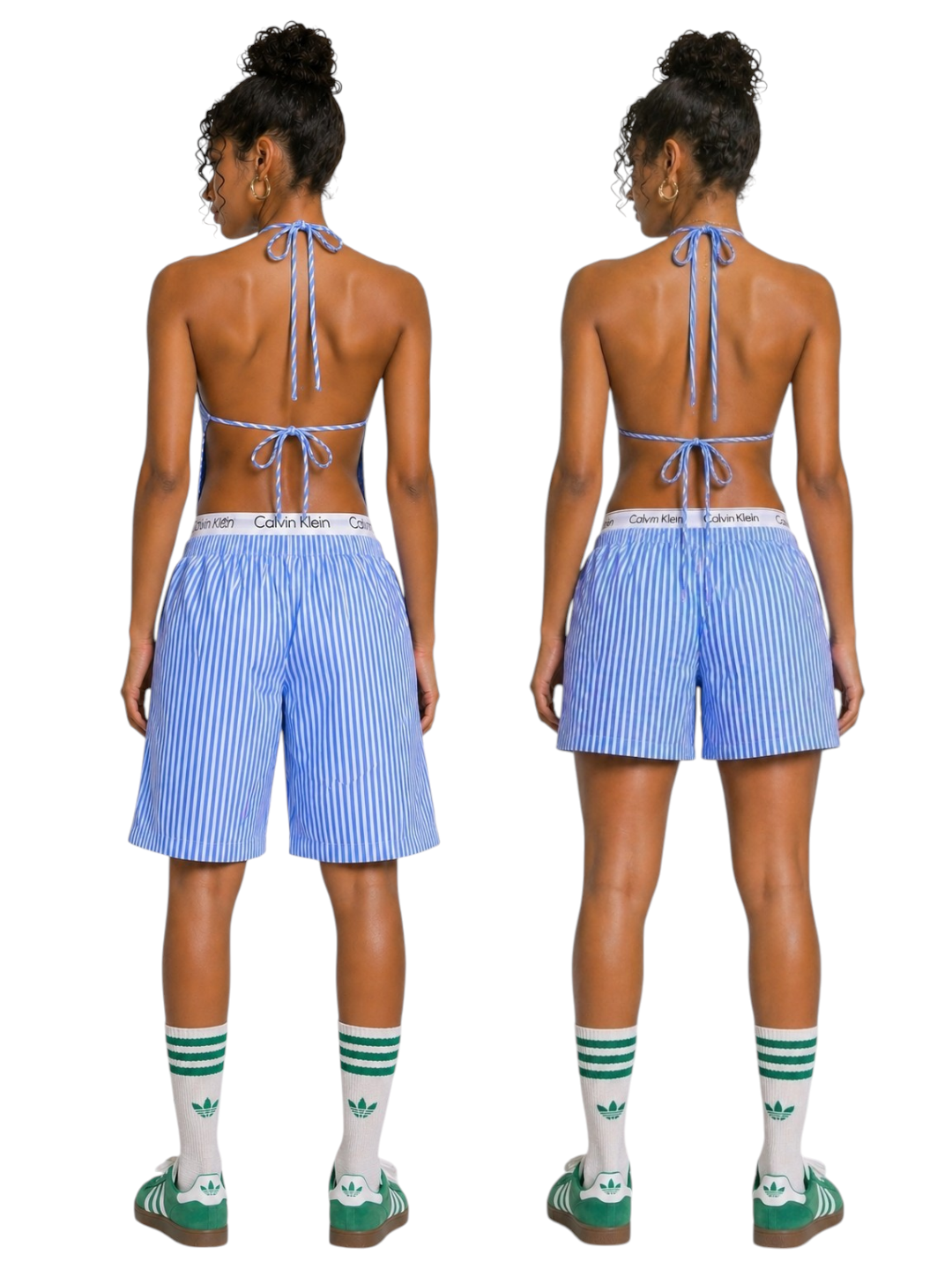 Jacquard Calvin Klein Triangle Top and Jorts/Shorts set(Upcycled)