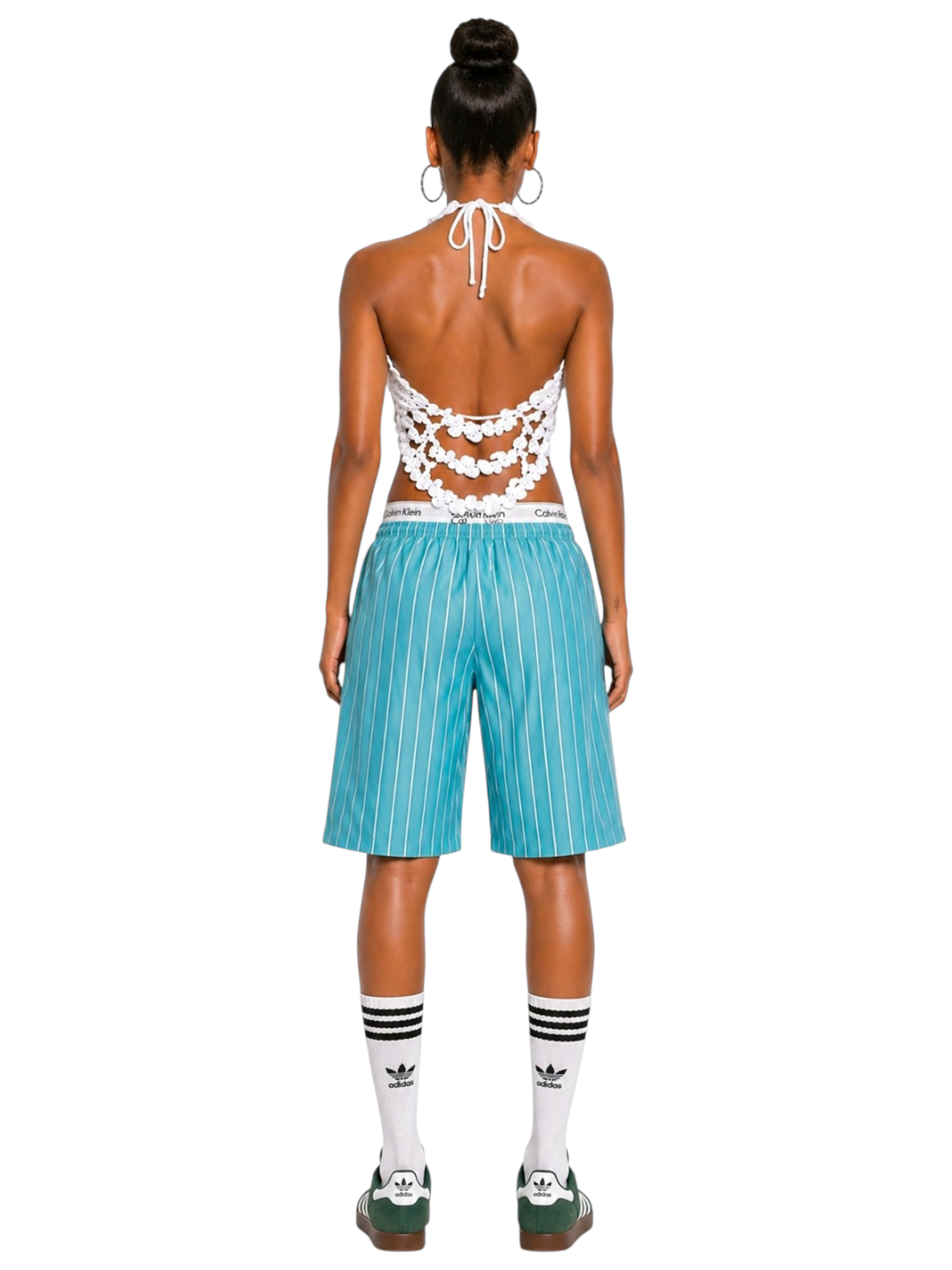 Pinestripes Calvin Klein Jorts/Shorts Azure Blue (Upcycled)