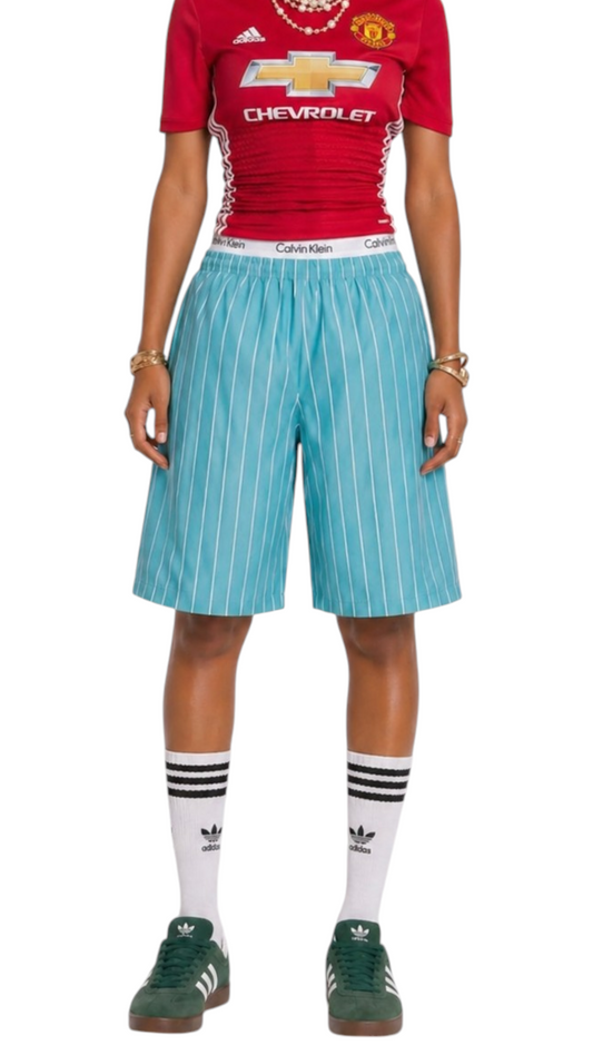 Pinestripes Calvin Klein Jorts/Shorts Azure Blue (Upcycled)