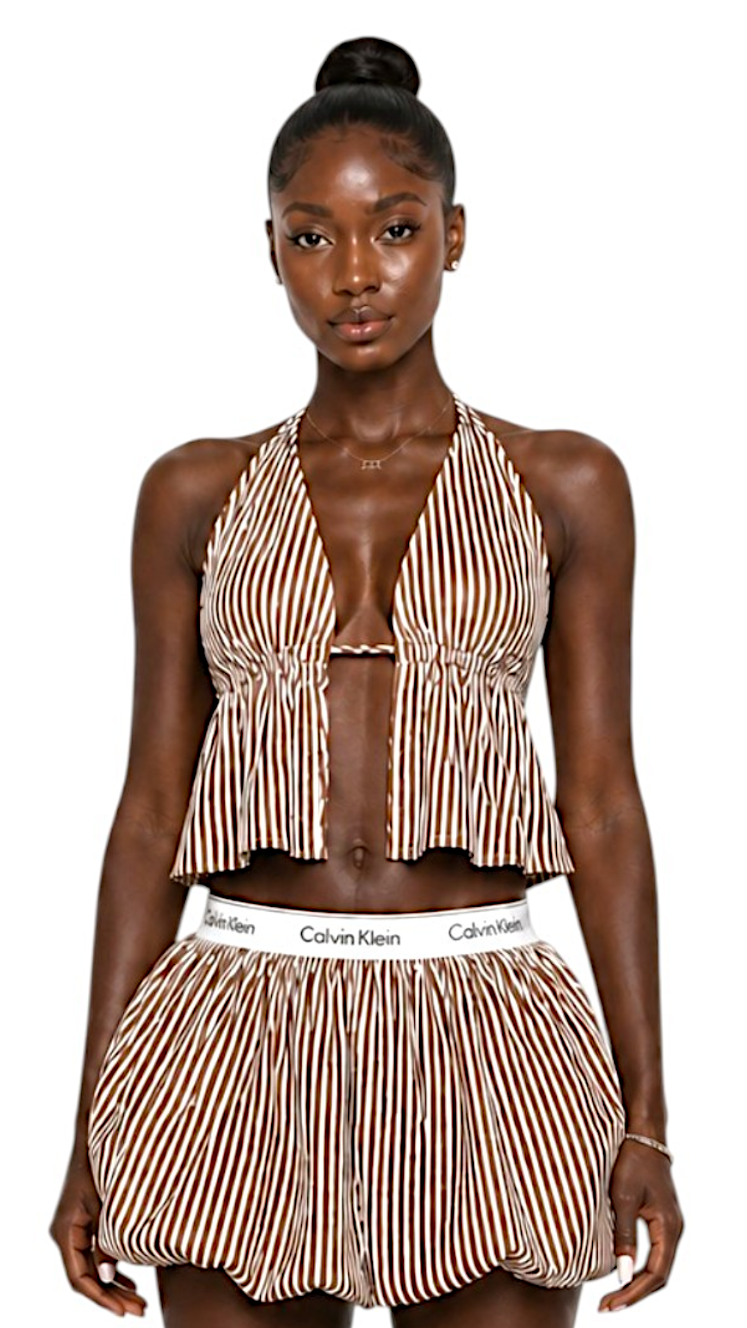 Jacquard stripes triangle Chocolate Top