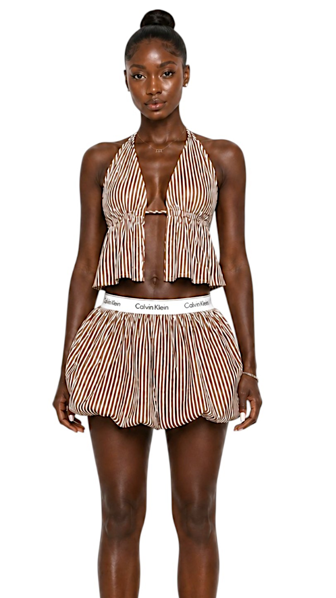 Jacquard stripes triangle Chocolate Top