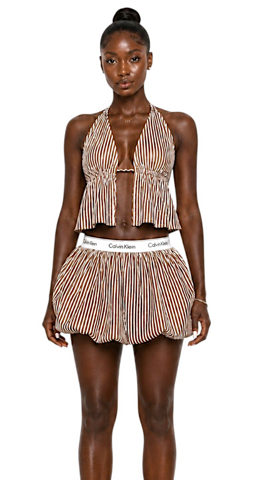Jacquard stripes triangle Chocolate Top