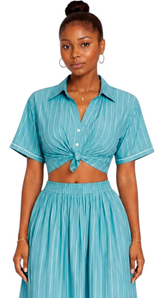 Pinestripe Short Sleeve Shirt blue