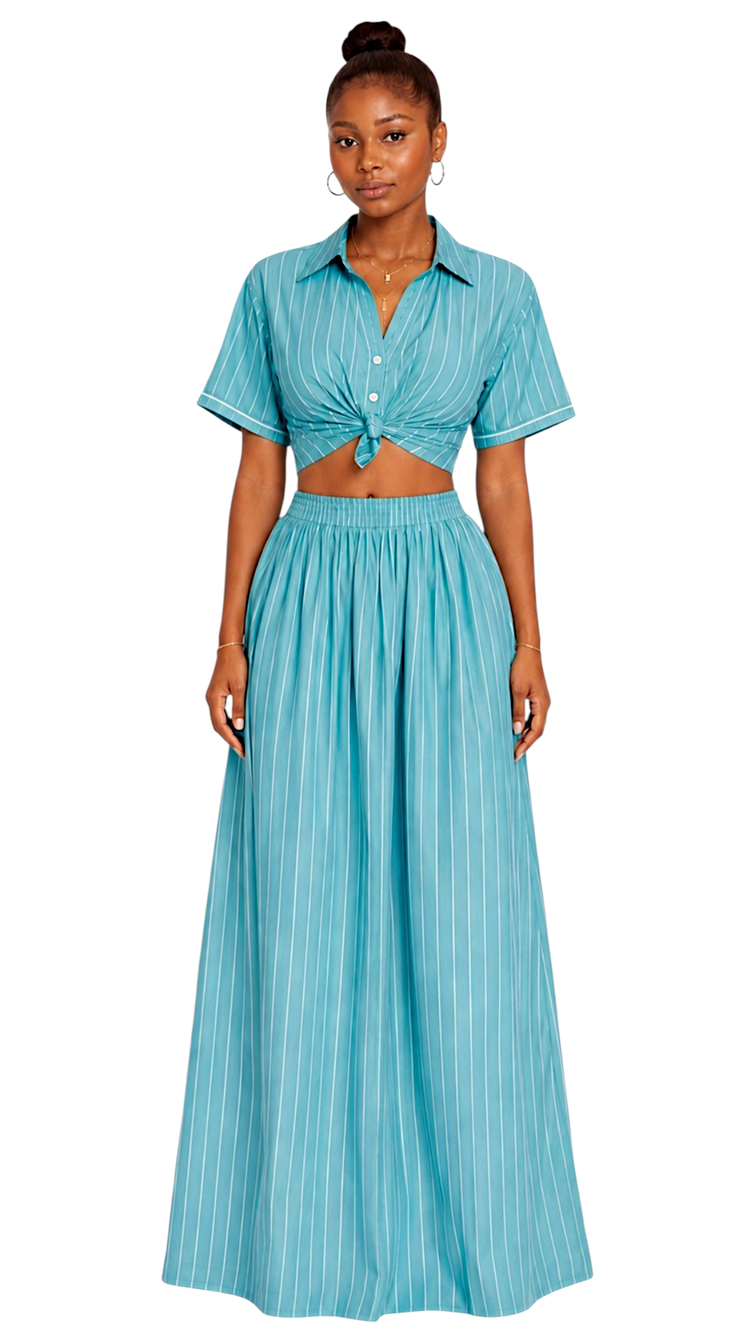 Pinestripe maxi skirt Azure