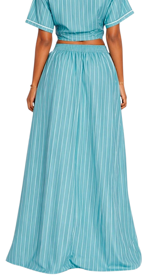 Pinestripe maxi skirt Azure