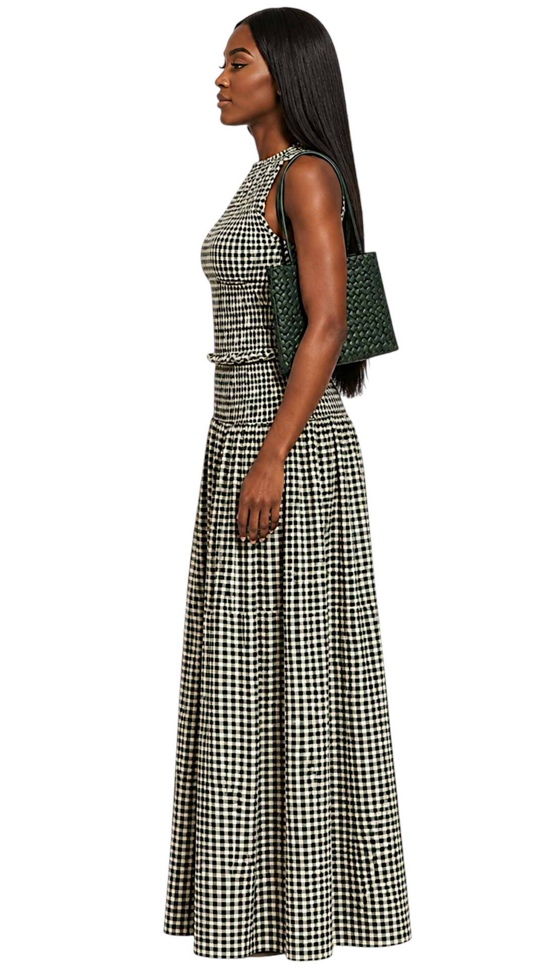 Gathered Checked Cottage Maxi Skirts.