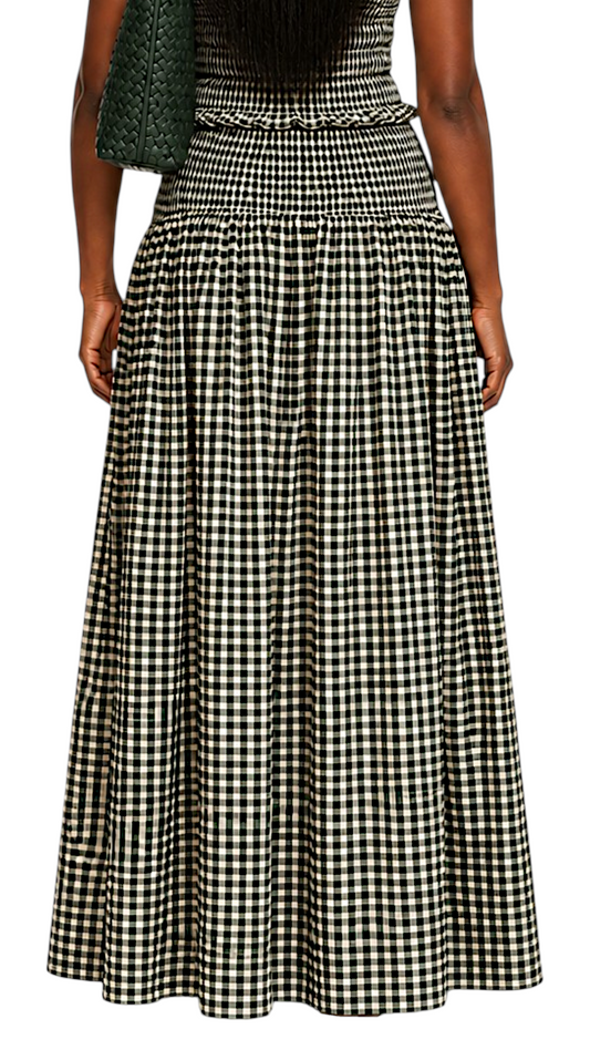 Gathered Checked Cottage Maxi Skirts.