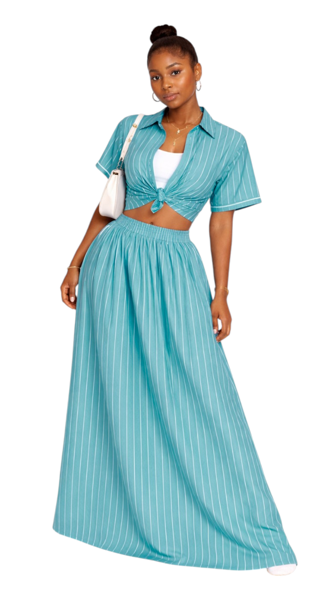 Pinestripe maxi skirt Azure